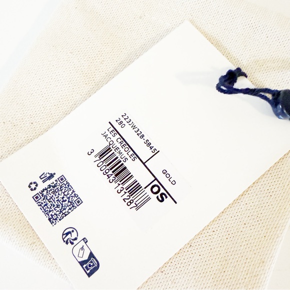 NEW Jacquemus Gold Cursive Script Logo Open Large Hoop Earrings $350 MSRP - Picture 10 of 12